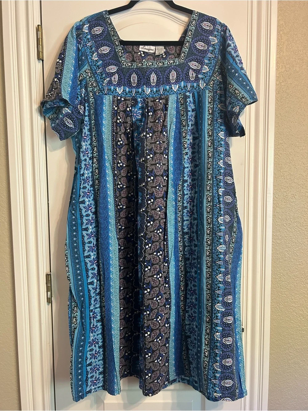 Blue Paisley Maxi Dress - Comfortable Boho Style - Picture 1 of 4